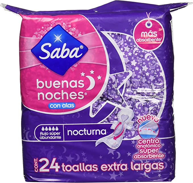 Toallas Femeninas Saba Buenas Noches Con Alas 24 Piezas Balu 0617