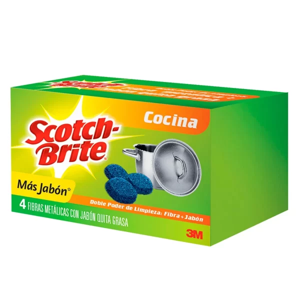 Fibra Scotch Brite Metalica Con Jabon con 4 piezas